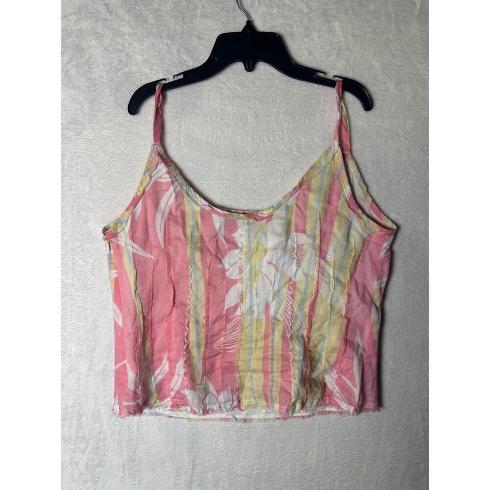 Tori Richard Pink Yellow Floral Lightweight Cropped Tank Top Size‎ 12